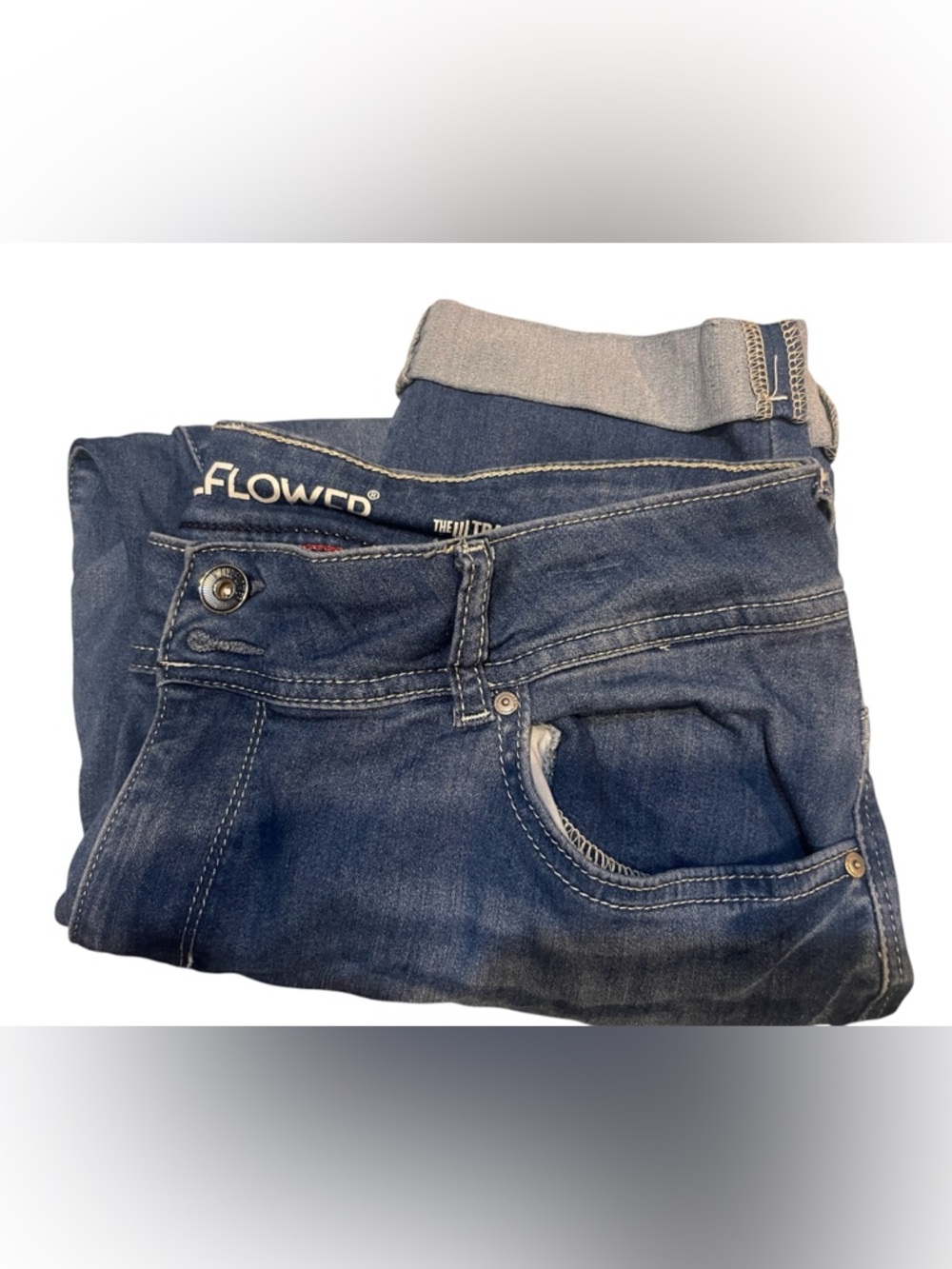 Wallflower Blue Denim Capri Jeans with Red Accent Stitching
